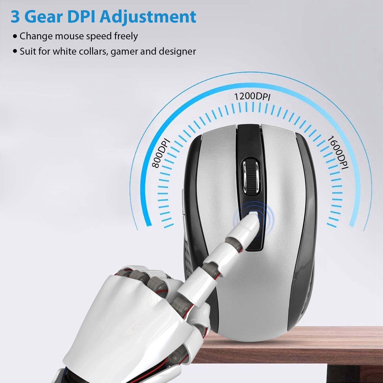 2.4G Wireless Gaming Mouse Optical Mice WIth Receiver 3 Adjustable DPI 6 Buttons For PC Laptop Computer Macbook