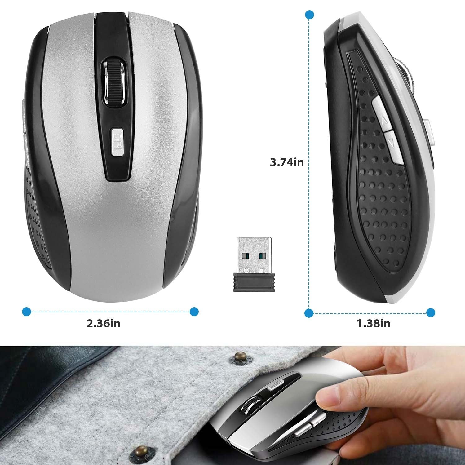 2.4G Wireless Gaming Mouse Optical Mice WIth Receiver 3 Adjustable DPI 6 Buttons For PC Laptop Computer Macbook